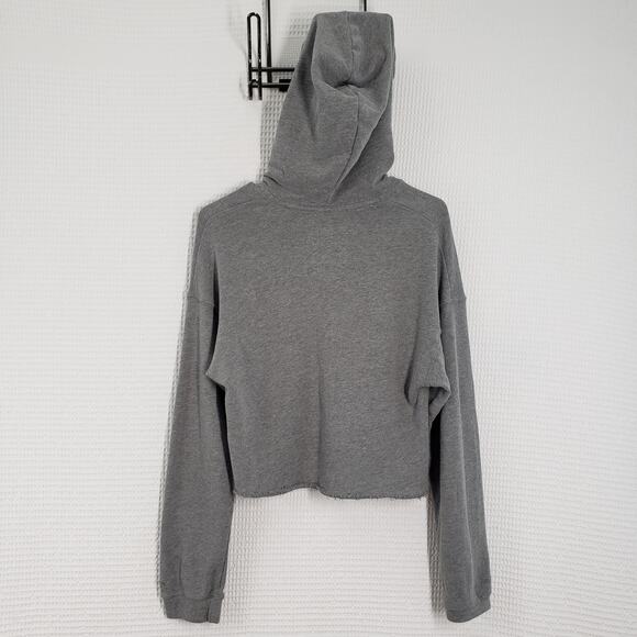 Hollister Cropped Hoodie Womens Small Gray Lace Up Casual Loungewear Pilates - Picture 2 of 14